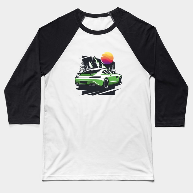 Green GT Supercar Baseball T-Shirt by KaroCars